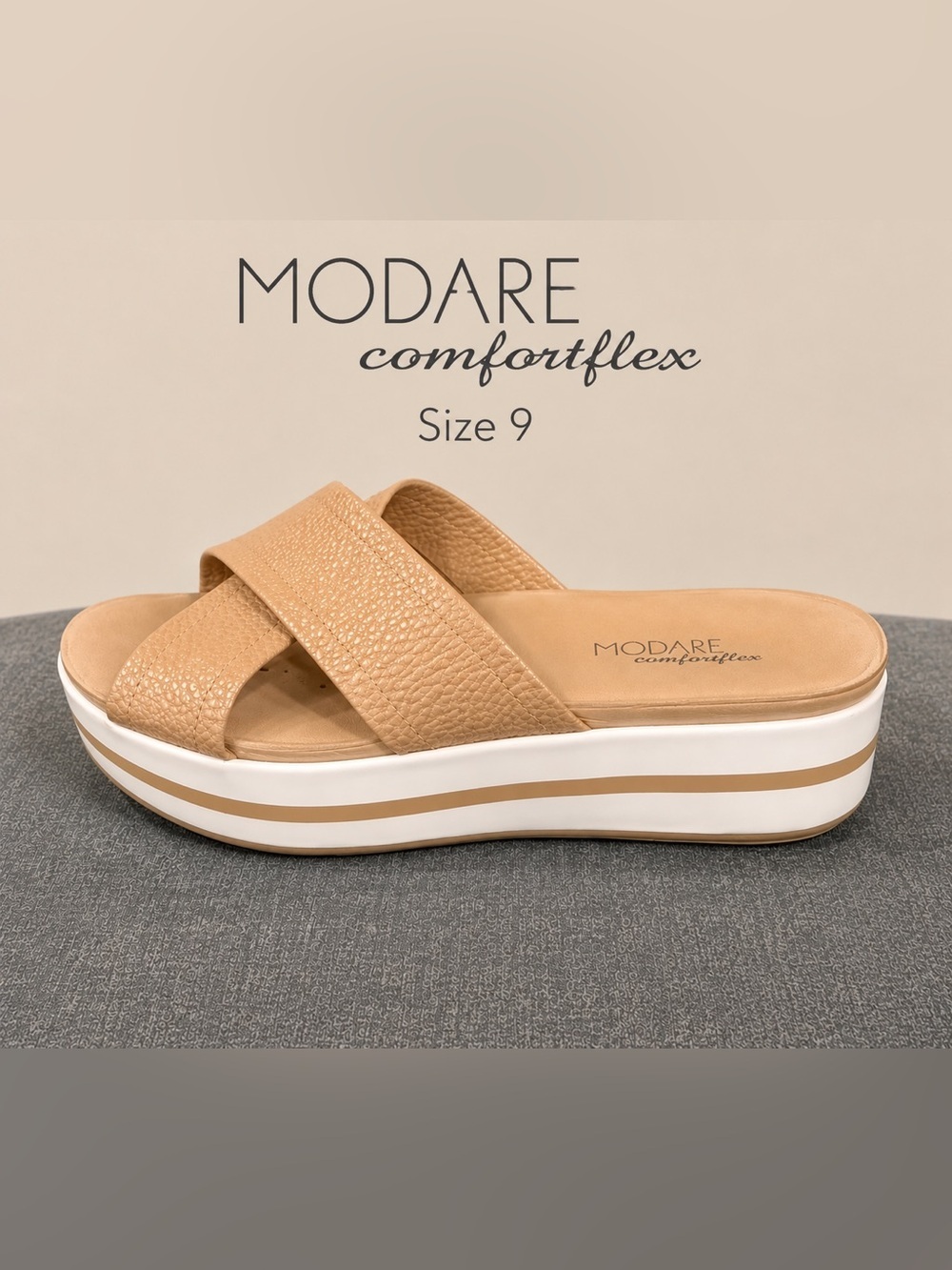 Modare Comfortflex Nude Cross-Strap Slip-On Sandals |Size 9